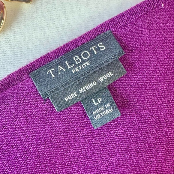 Talbots Rich Purple Crew Neck Sweater merino wool size large petite - Picture 2 of 7